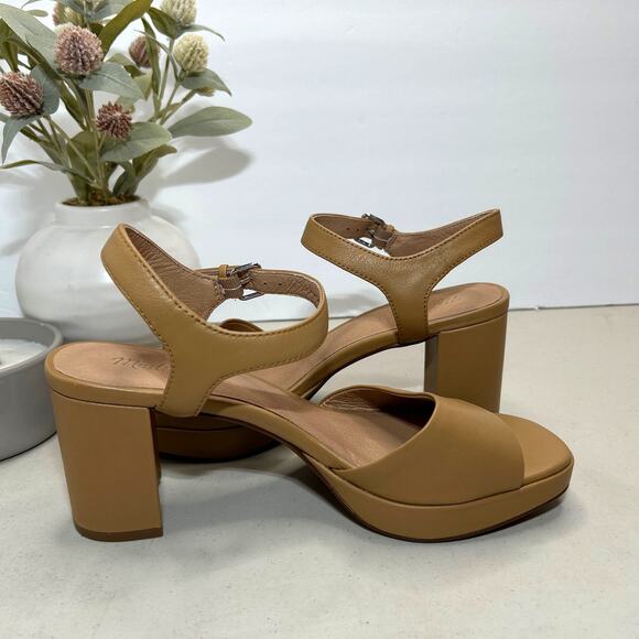 New Madewell Nadia Platform Sandal Leather Block Heel Amber Brown Women 9.5 NWOB - Picture 8 of 10